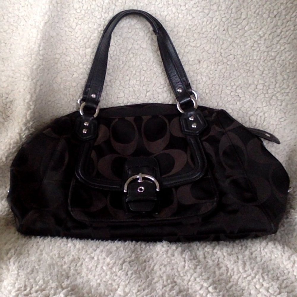 Coach black satin handbag